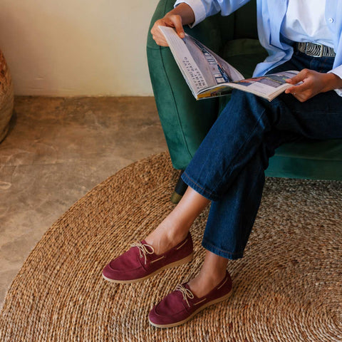 Froggie Shoes Shoes Froggie Women’s Boat Shoe- Burgundy Suede - 12971