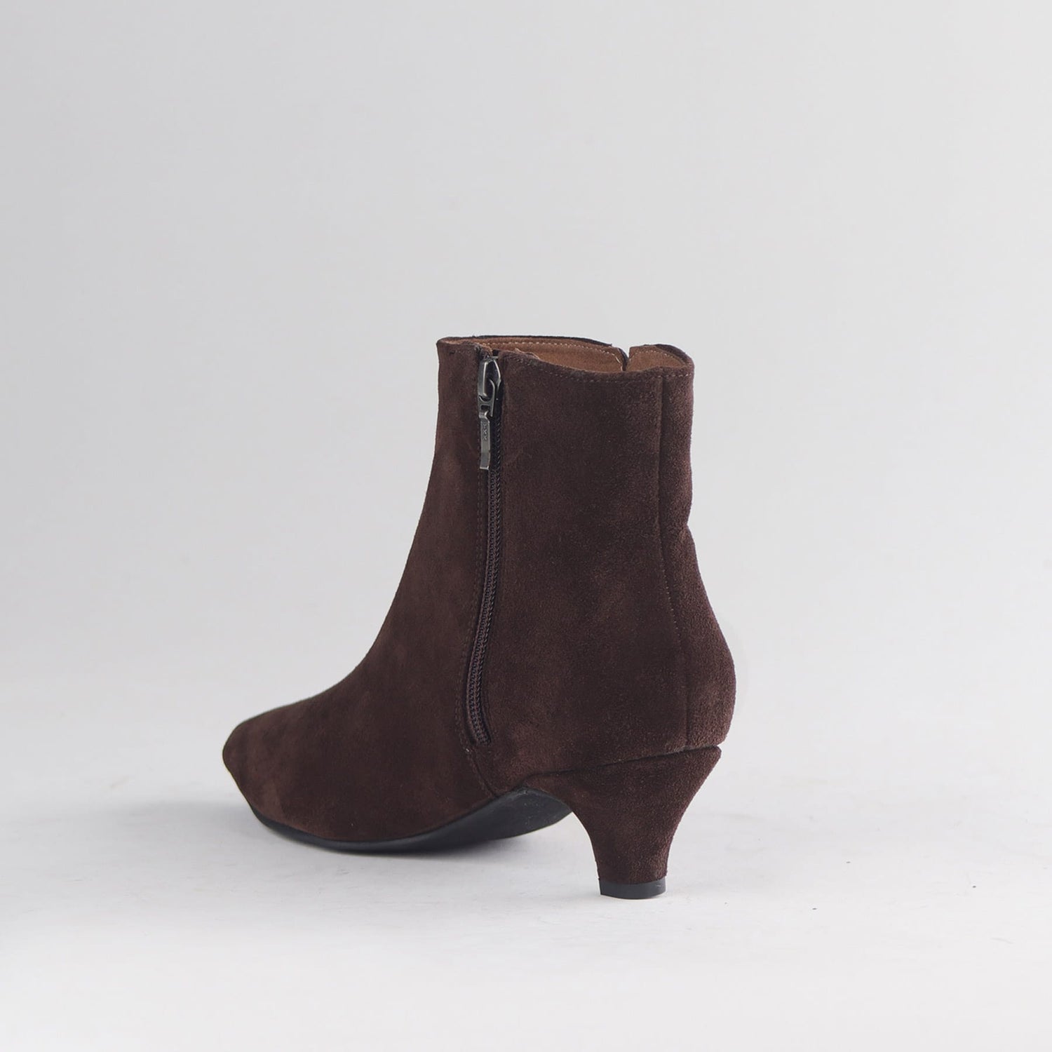 Froggie Shoes Shoes Froggie Women’s Kitten Heel Ankle Boot- Brown Suede- 13037