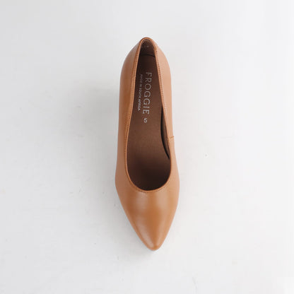 Froggie Shoes Shoes Froggie Women’s Kitten Heel Court Shoe-Tan Leather - 13007