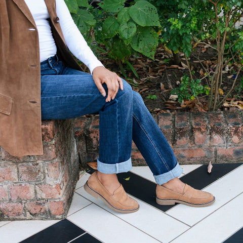 Froggie Shoes Shoes Froggie Women's Penny Loafer-Tan suede - 12778