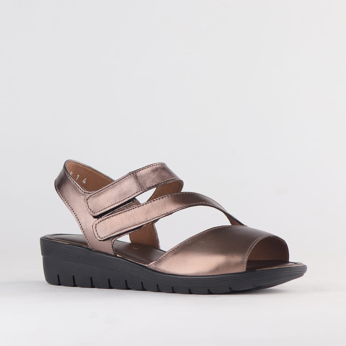Froggie Shoes Shoes Froggie Women’s Sandal- Velcro- Lead Metallic Leather- 12538