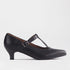 Froggie Shoes Shoes Froggie Women’s T Bar Kitten Heel Pump- Black Leather - 12792