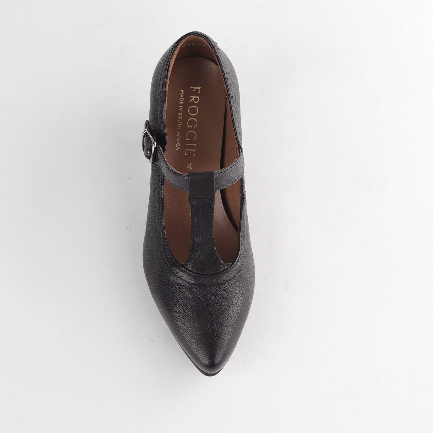 Froggie Shoes Shoes Froggie Women’s T Bar Kitten Heel Pump- Black Leather - 12792