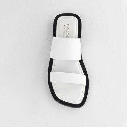 Froggie Shoes Shoes Grecian inspired Flat Mule Sandal in White - 12716