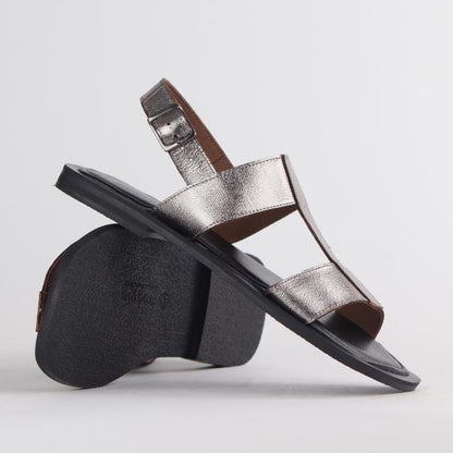 Froggie Shoes Shoes Grecian inspired Flat Sandal in Pewter - 12706