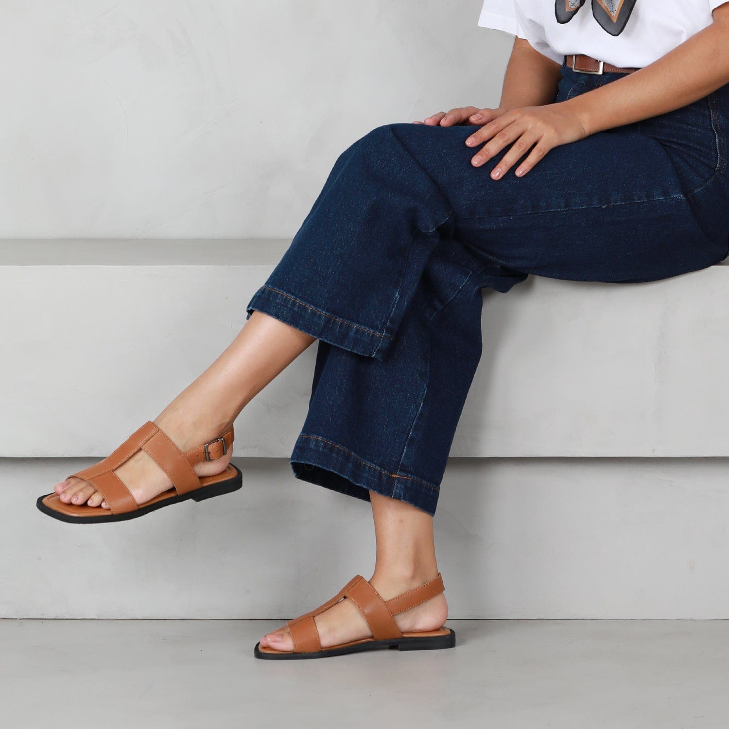 Froggie Shoes Shoes Grecian inspired Flat Sandal in Tan - 12891