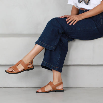 Froggie Shoes Shoes Grecian inspired Flat Sandal in Tan - 12891