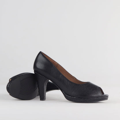 Froggie Shoes Shoes High Heel Peep Toe Court Shoe in Black - 12753