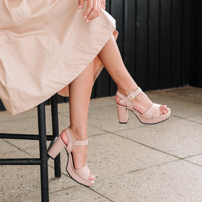 Froggie Shoes Shoes High Heel Platform Sandal in Blush - 12676