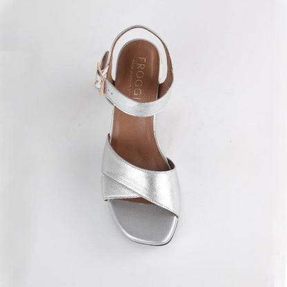 Froggie Shoes Shoes High Heel Platform Sandal in Sliver - 12676