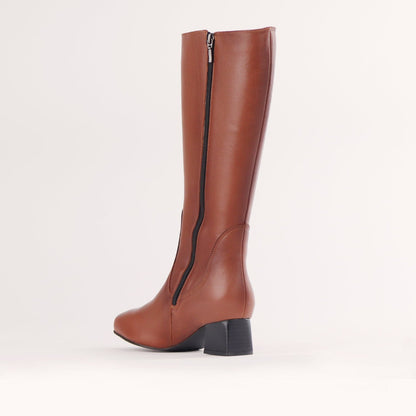 Froggie Shoes Shoes Knee High Block Heel Boot in Chestnut - 12608