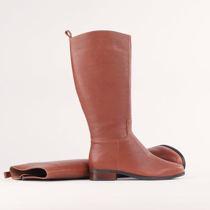 Froggie Shoes Shoes Knee High Flat Boot in Chestnut - 12610