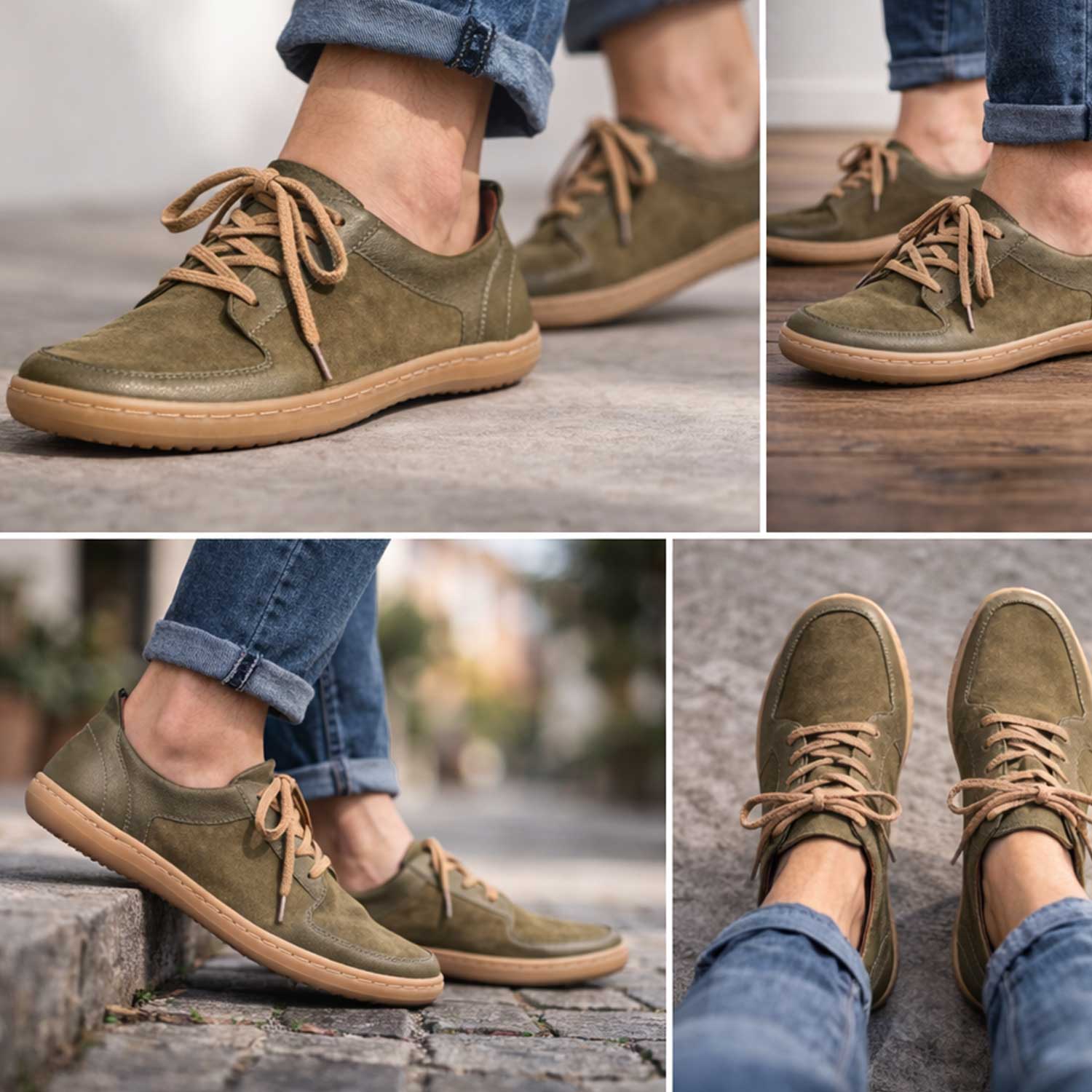 Froggie Shoes Shoes Lace-up Barefoot Shoe with Removable Footbed in Olive Multi - 12829