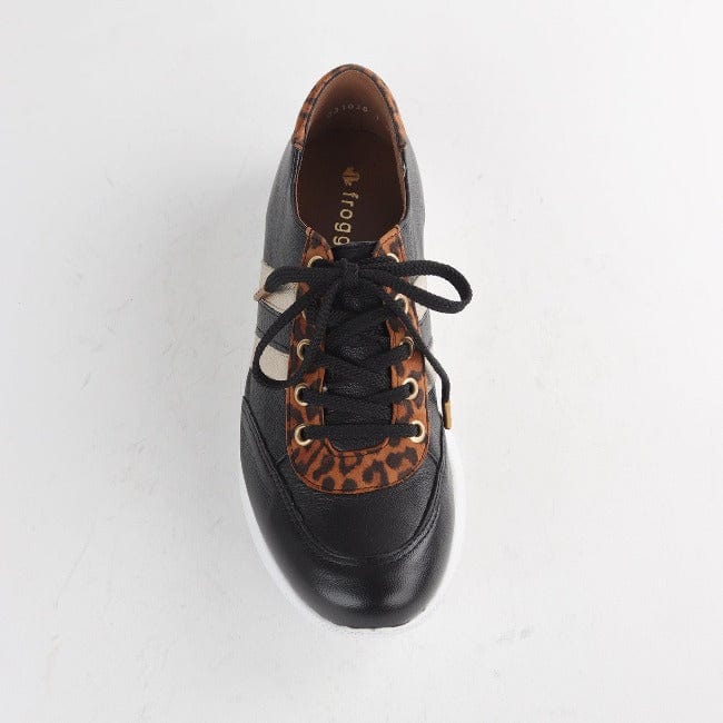 Froggie Shoes Shoes Lace-up Glam Sneakers in Black-Gold - 12459