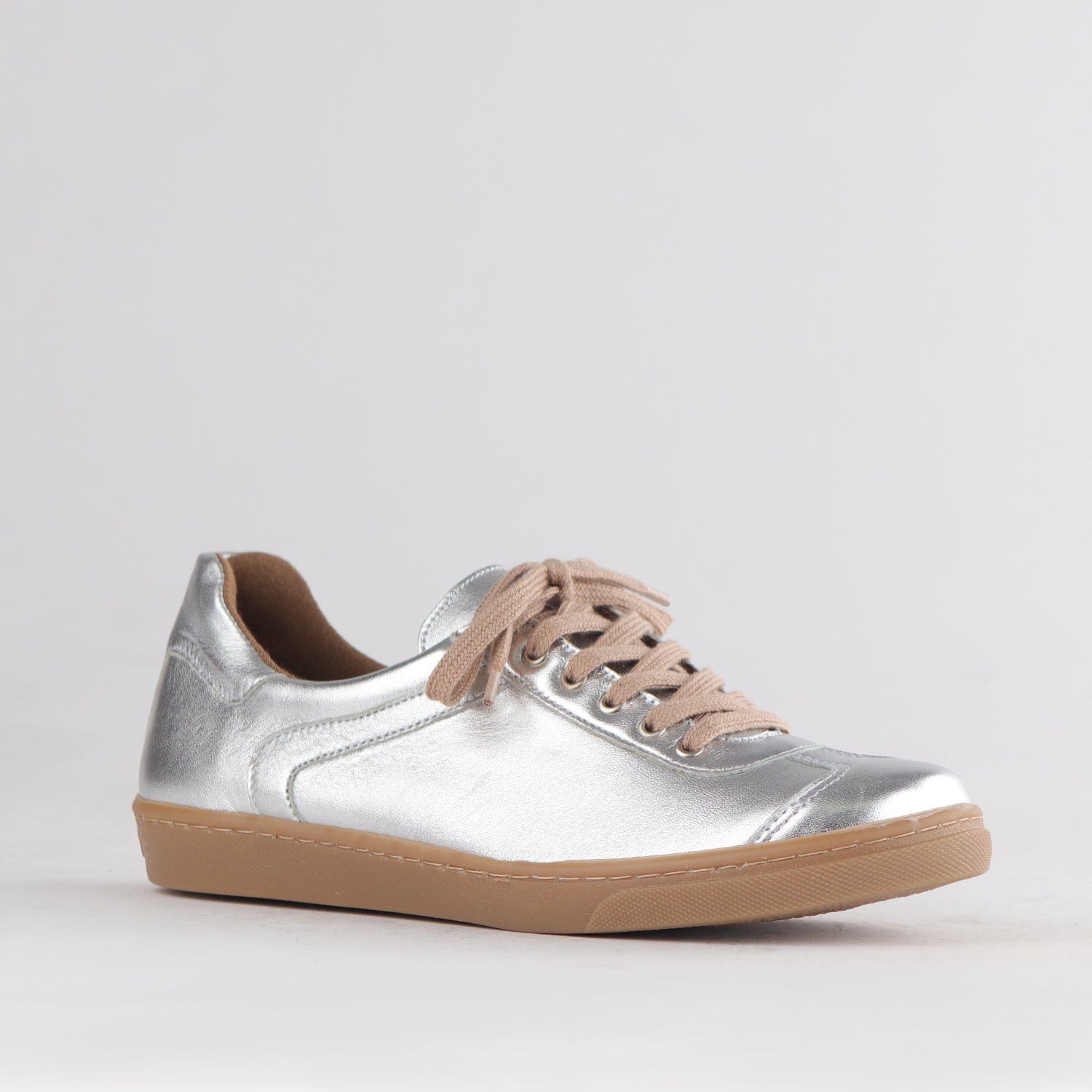 Froggie Sneakers, Leather Sneakers, Lace-up Sneakers - silver
