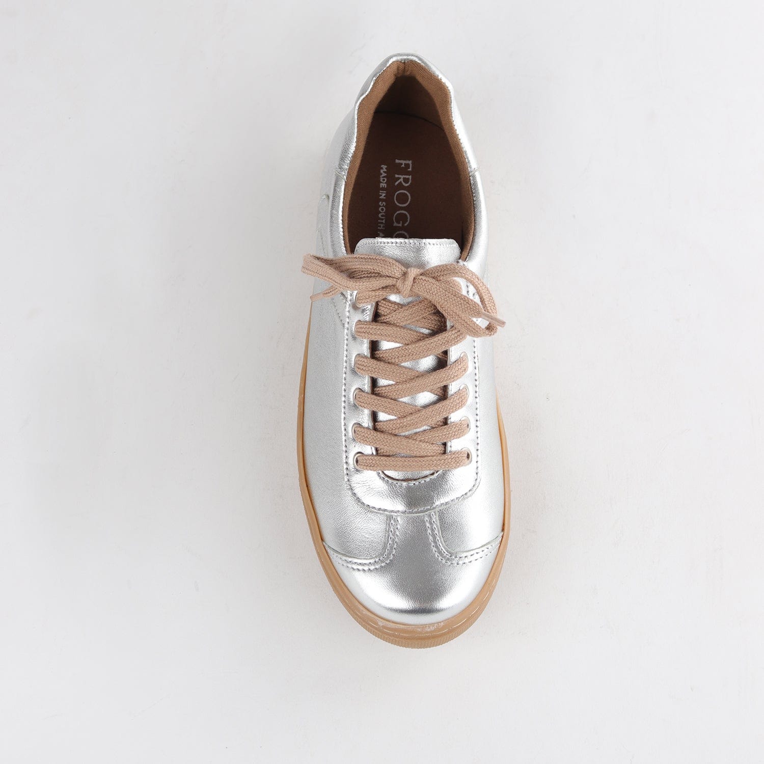 Froggie Sneakers, Leather Sneakers, Lace-up Sneakers - silver