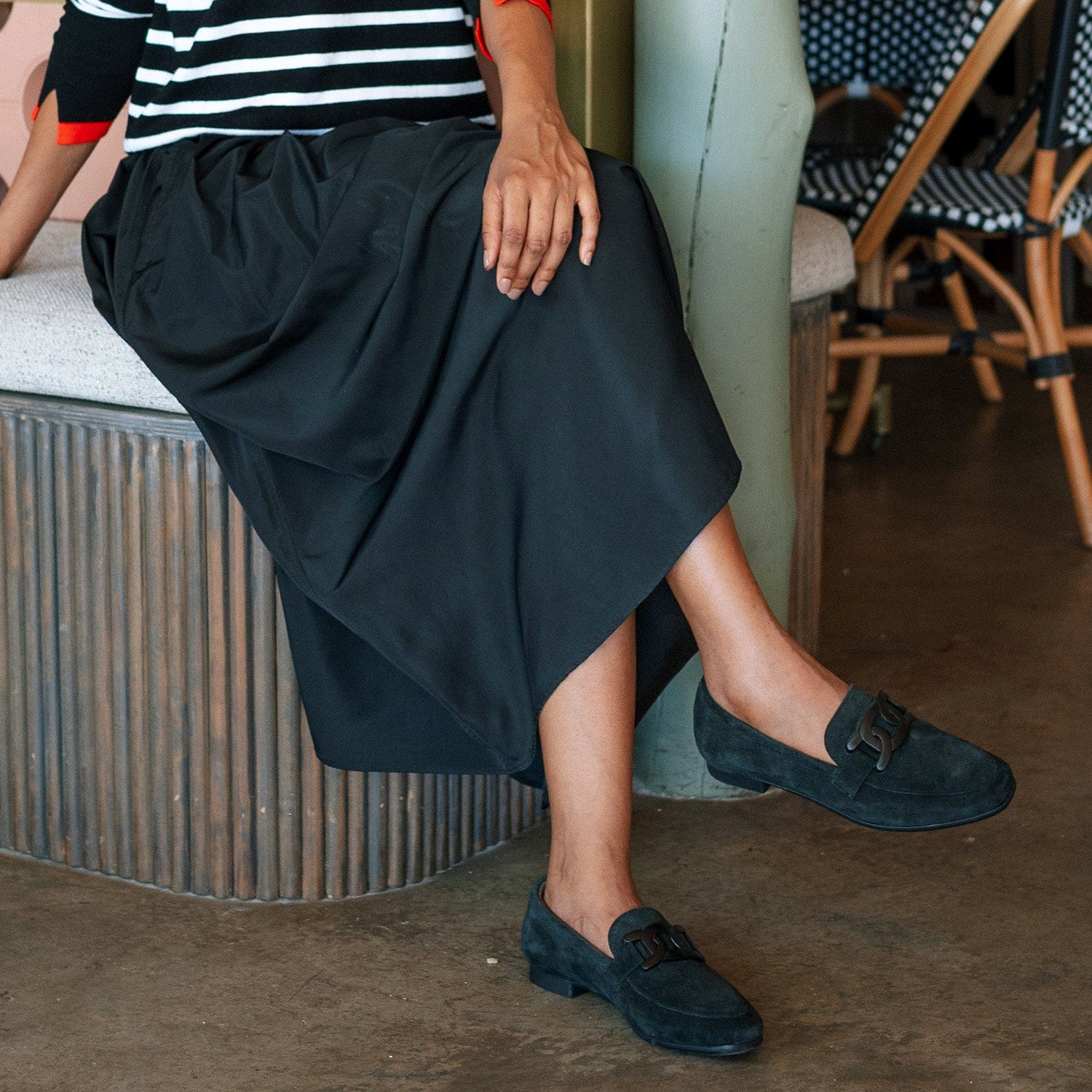 Froggie Shoes Shoes Loafer Suede with Chain Detail in Black  - 12998