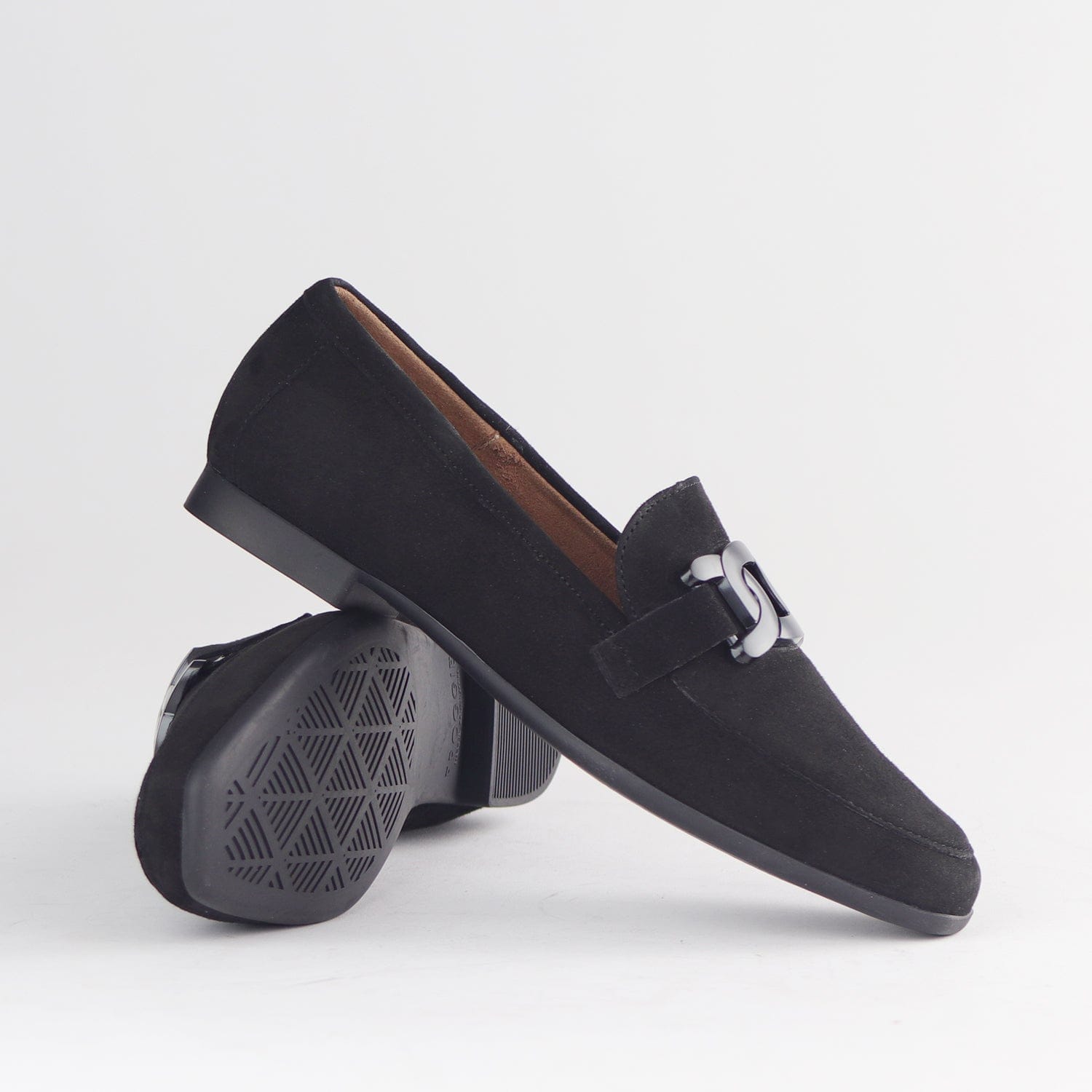 Froggie Shoes Shoes Loafer Suede with Chain Detail in Black  - 12998