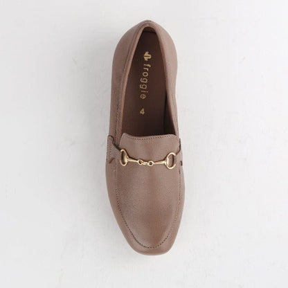 Froggie Shoes Shoes Loafer with Gold Trim in Stone - 12451