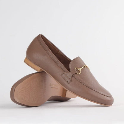 Froggie Shoes Shoes Loafer with Gold Trim in Stone - 12451