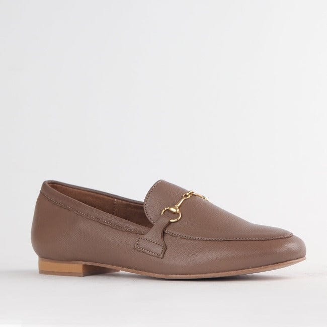 Froggie Shoes Shoes Loafer with Gold Trim in Stone - 12451