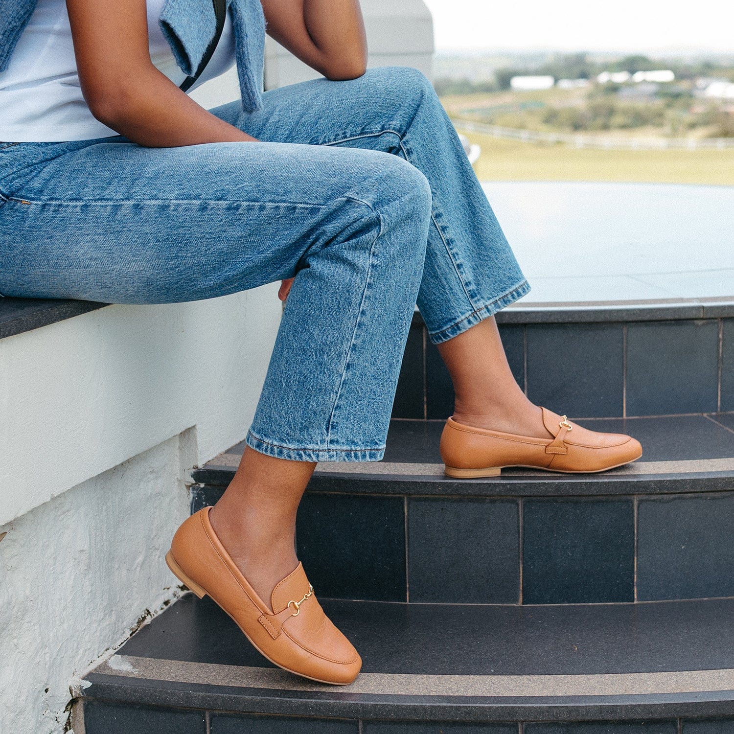 Froggie Shoes Shoes Loafer with Gold Trim in Tan - 12451