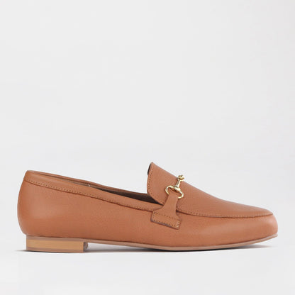 Froggie Shoes Shoes Loafer with Gold Trim in Tan - 12451