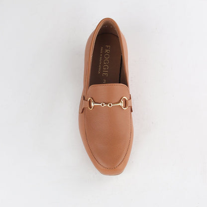 Froggie Shoes Shoes Loafer with Gold Trim in Tan - 12451