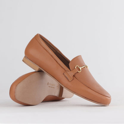 Froggie Shoes Shoes Loafer with Gold Trim in Tan - 12451