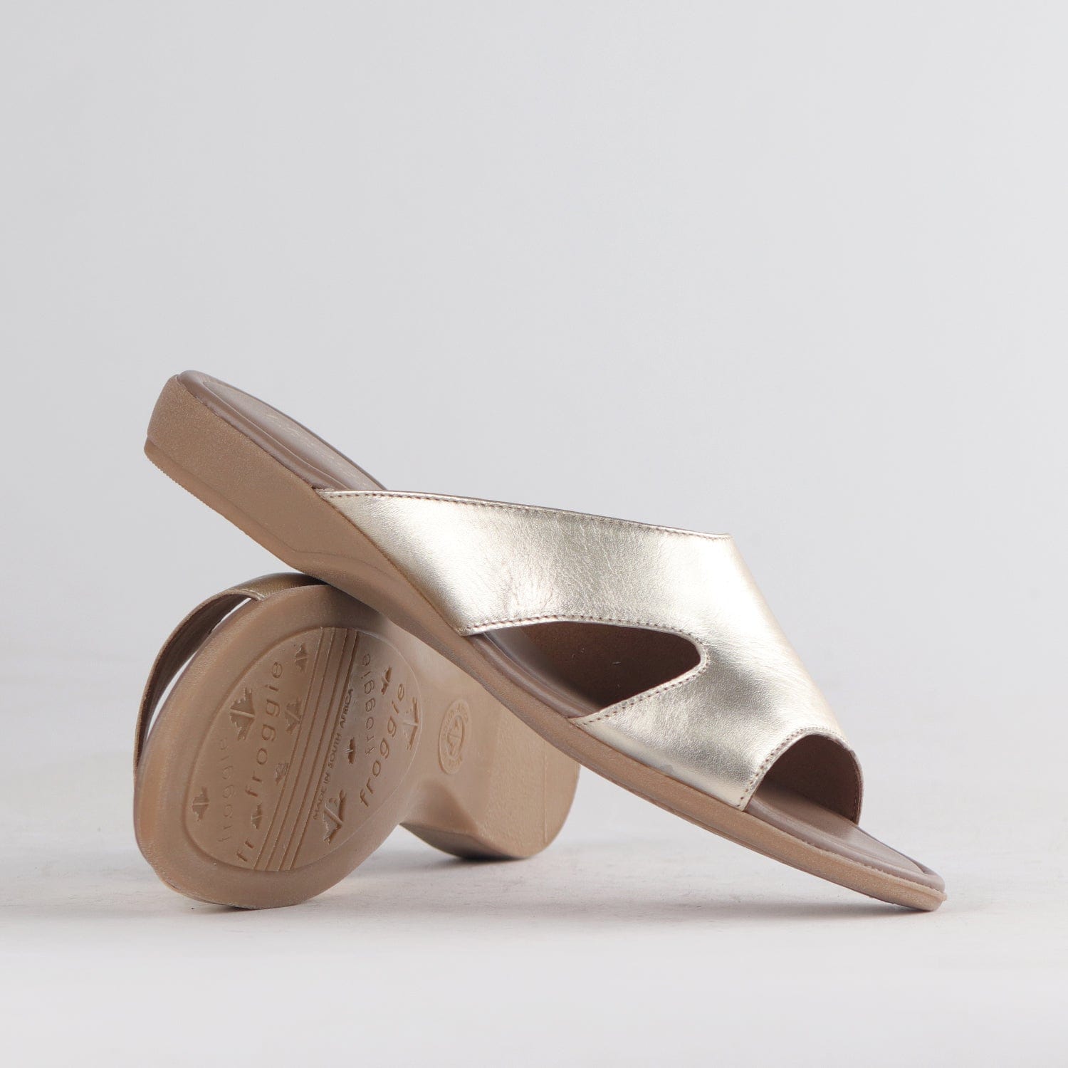 Froggie Shoes Shoes Mule Flat Sandal Gold- 12407