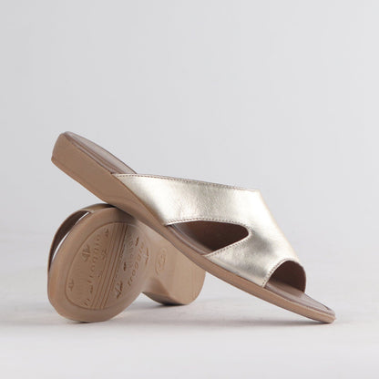 Froggie Shoes Shoes Mule Flat Sandal Gold- 12407