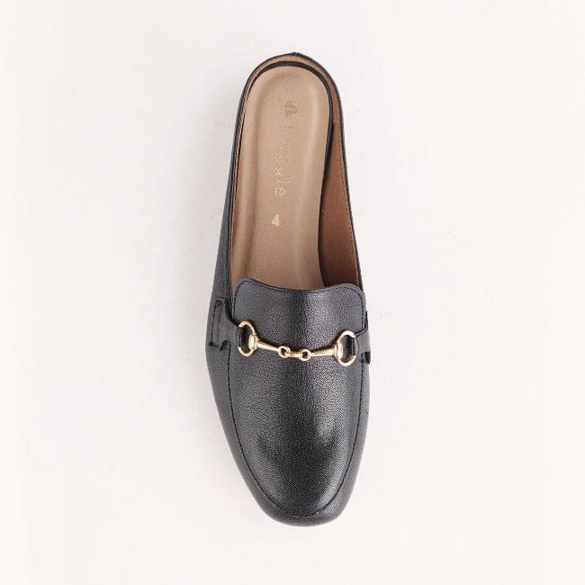 Froggie Shoes Shoes Mule with Gold Trim in Black - 12450