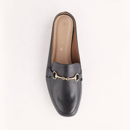 Froggie Shoes Shoes Mule with Gold Trim in Black - 12450
