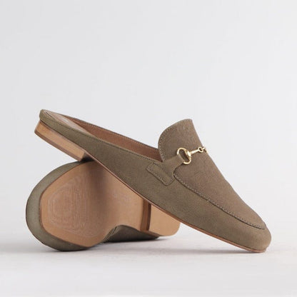 Froggie Shoes Shoes Mule with Gold Trim in Forest - 12450