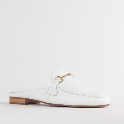 Froggie Shoes Shoes Mule with Gold Trim in White - 12450