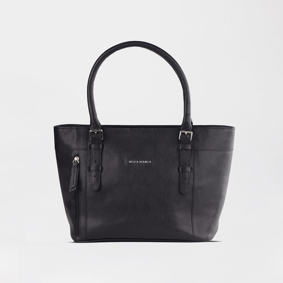 Froggie Shoes Shoes non / Black / 202-955 Bella Bianca Black Textured Tote Bag in Black Leather - 202-955