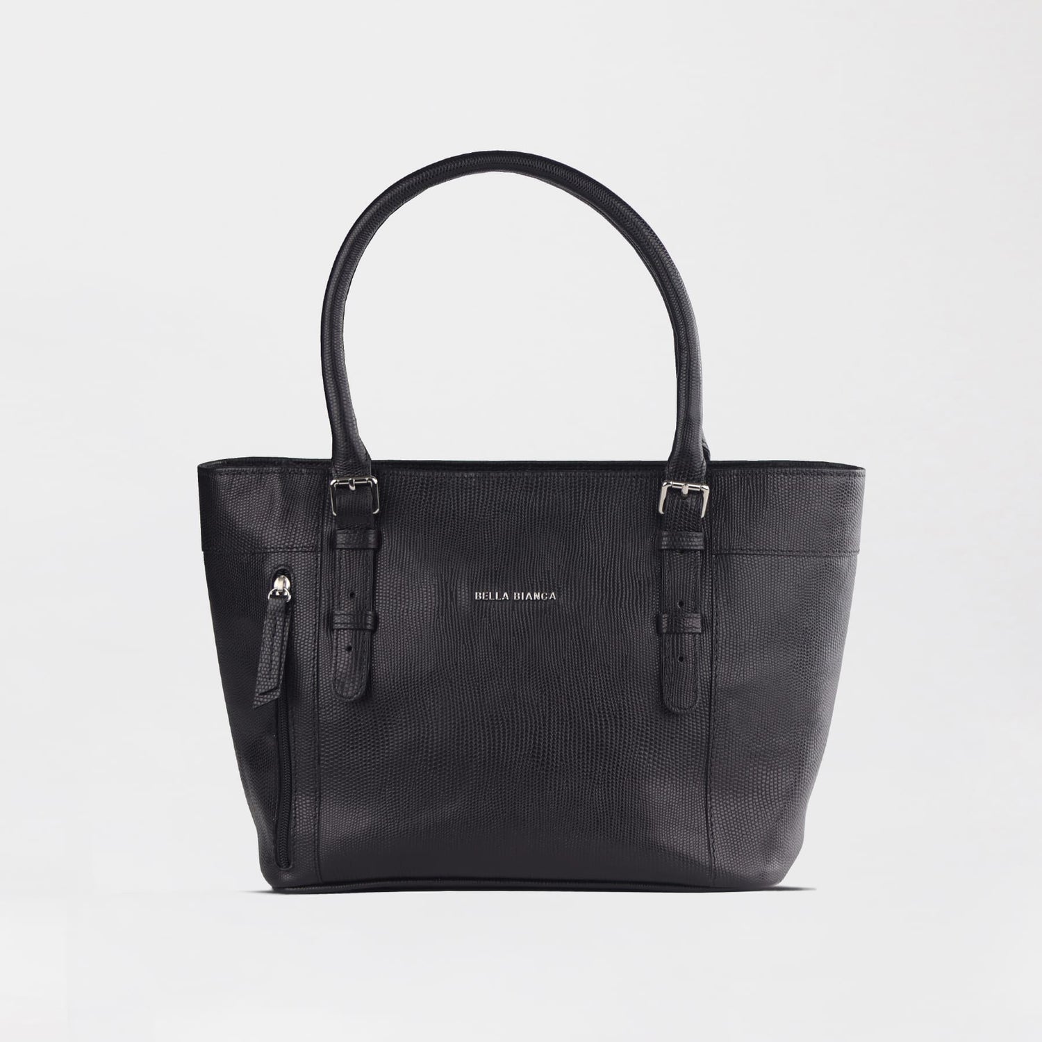 Froggie Shoes Shoes non / Black / 202-955 Bella Bianca Black Textured Tote Bag in Black Leather - 202-955