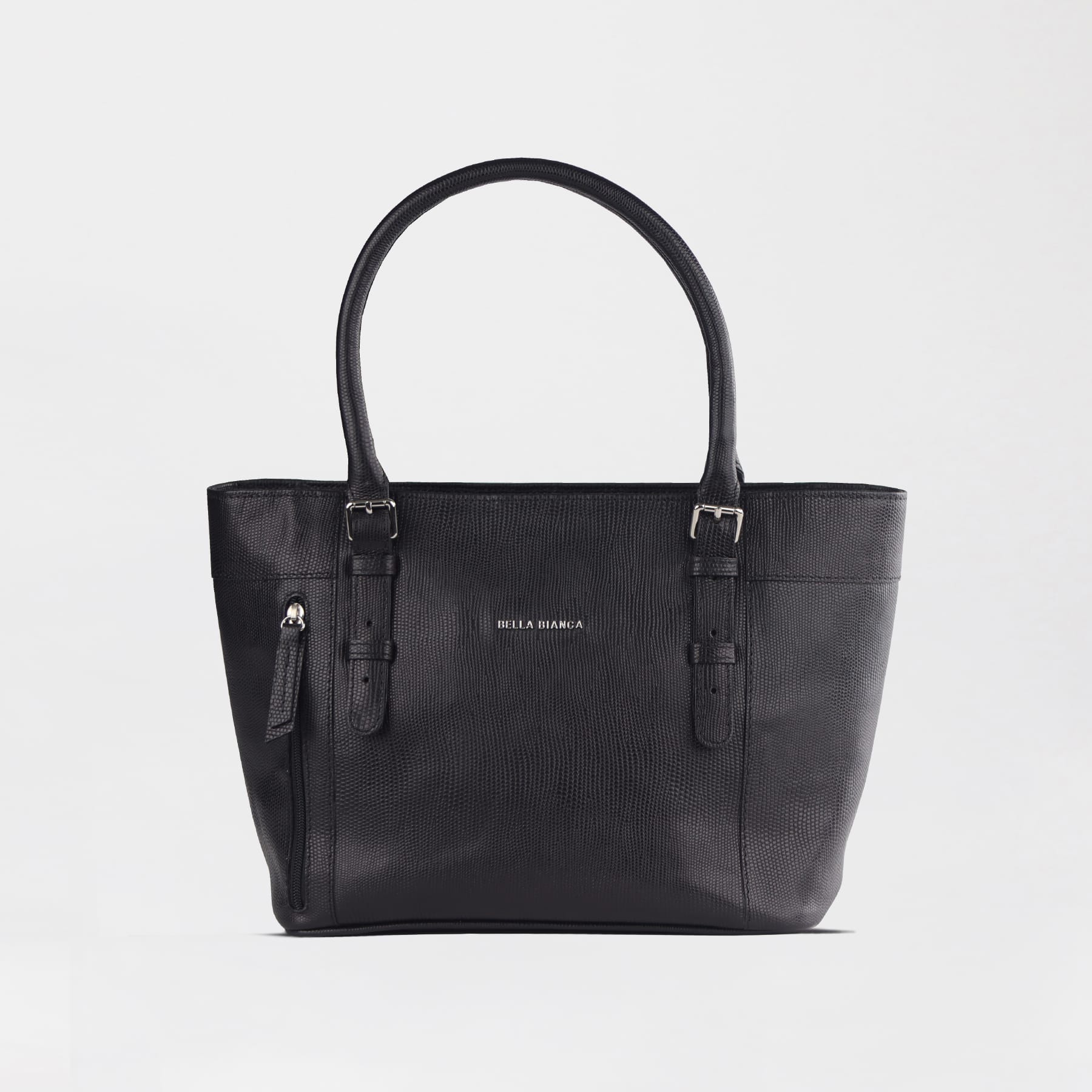 Froggie Shoes Shoes non / Black / 202-955 Bella Bianca Black Textured Tote Bag in Black Leather - 202-955