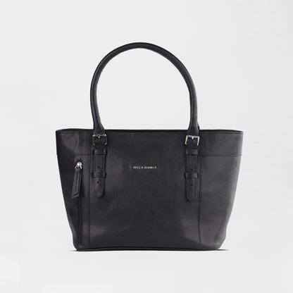 Froggie Shoes Shoes non / Black / 202-955 Bella Bianca Black Textured Tote Bag in Black Leather - 202-955