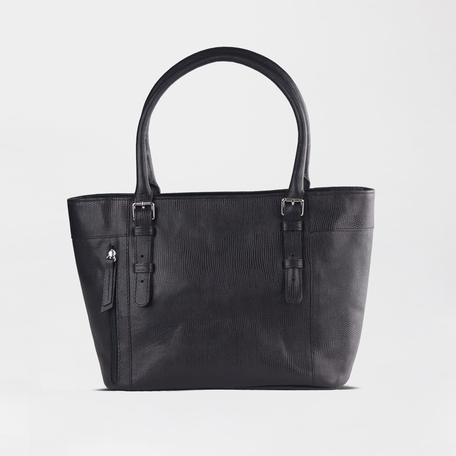Froggie Shoes Shoes non / Black / 202-955 Bella Bianca Black Textured Tote Bag in Black Leather - 202-955