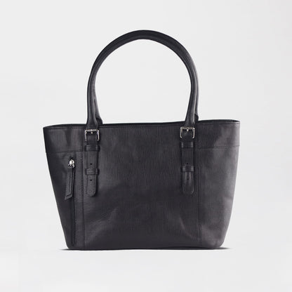 Froggie Shoes Shoes non / Black / 202-955 Bella Bianca Black Textured Tote Bag in Black Leather - 202-955