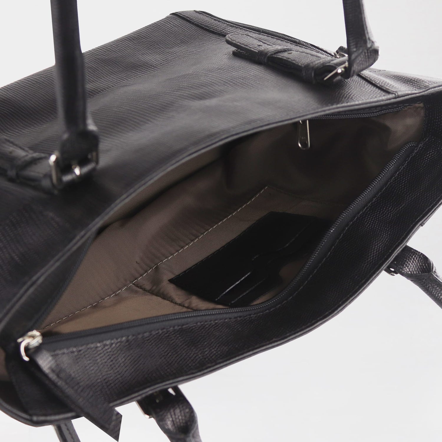 Froggie Shoes Shoes non / Black / 202-955 Bella Bianca Black Textured Tote Bag in Black Leather - 202-955