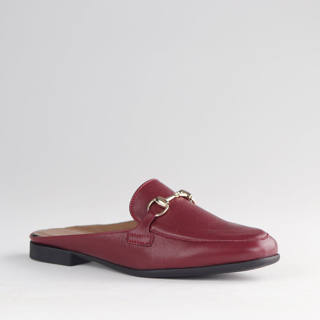 Froggie Shoes Shoes Open back mule with gold trim in Burgundy - 12977
