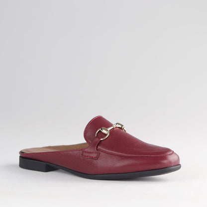Froggie Shoes Shoes Open back mule with gold trim in Burgundy - 12977
