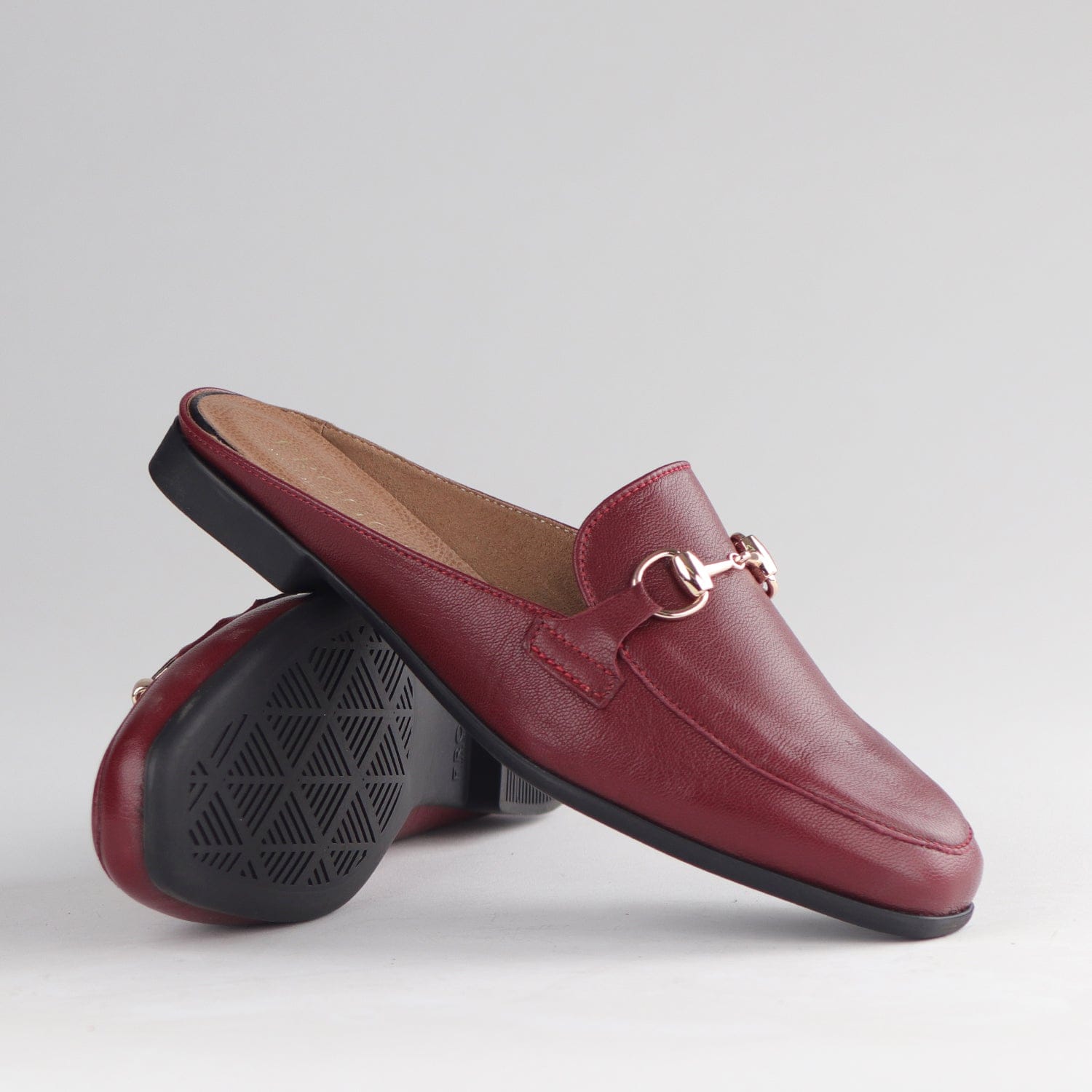 Froggie Shoes Shoes Open back mule with gold trim in Burgundy - 12977