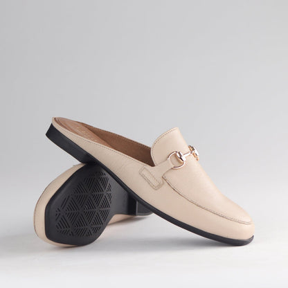 Froggie Shoes Shoes Open back mule with gold trim in Ivory - 12977