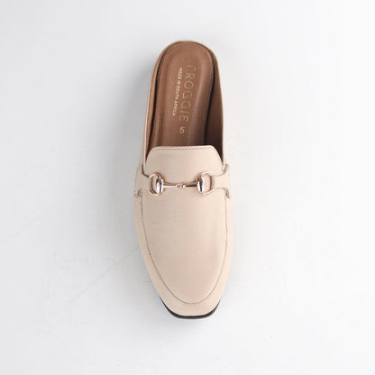 Froggie Shoes Shoes Open back mule with gold trim in Ivory - 12977