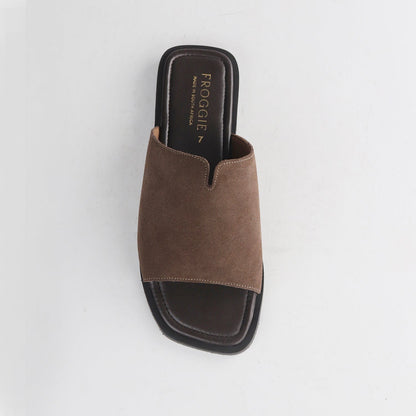 Froggie Shoes Shoes Open Toe Mule in Brown Suede - 12970