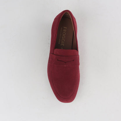 Froggie Shoes Shoes Penny Loafer in Burgundy Suede - 12587