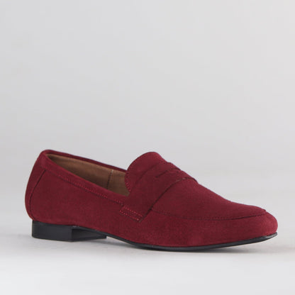 Froggie Shoes Shoes Penny Loafer in Burgundy Suede - 12587